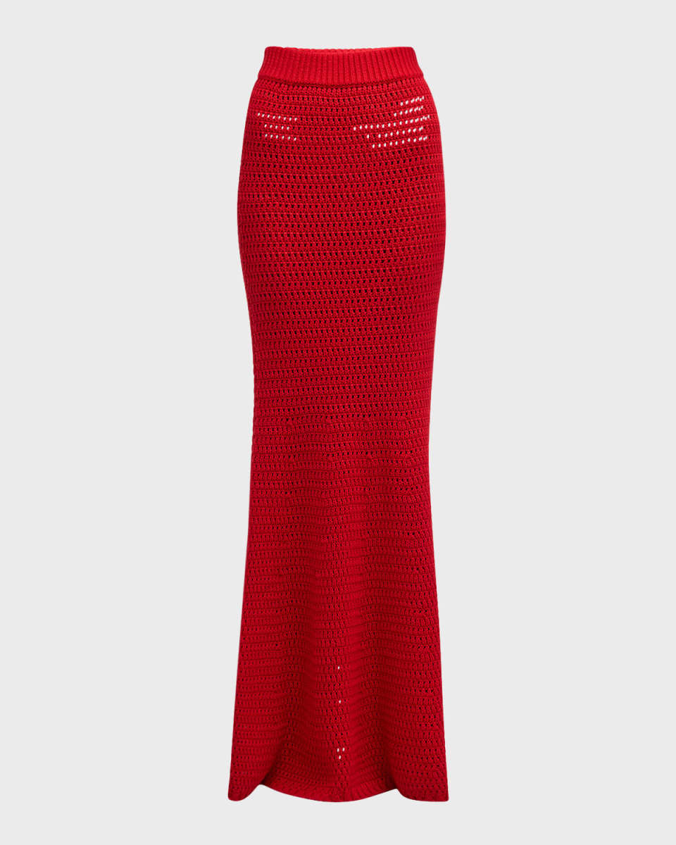 Dora Crochet Knit Trumpet Maxi Skirt