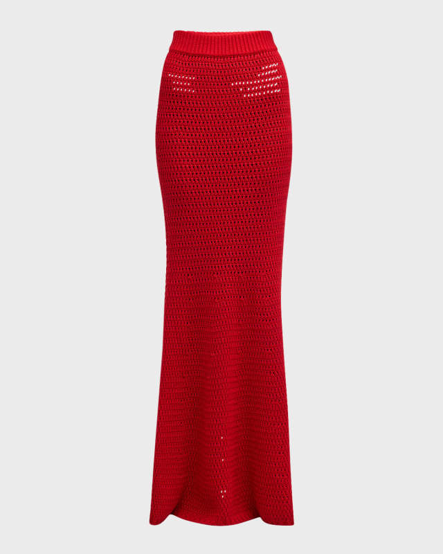Dora Crochet Knit Trumpet Maxi Skirt
