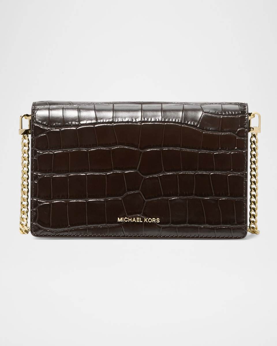 Jet Set Flap Croc-Embossed Crossbody Bag
