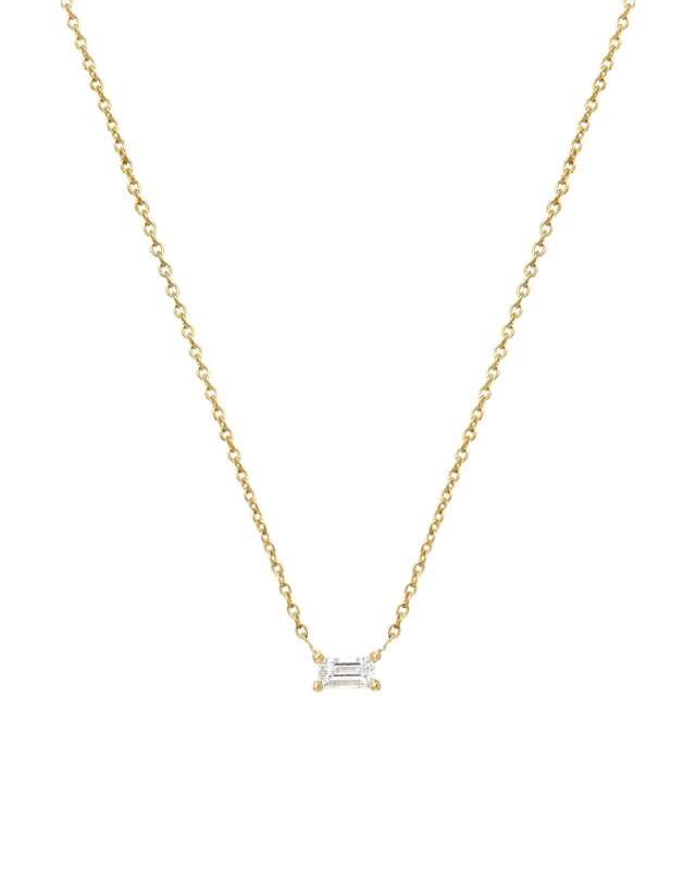 14k Diamond Baguette Prong Necklace