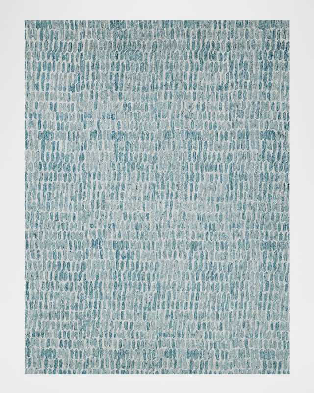 Ink Blot Hand-Tufted Turquoise Rug, 9' x 12'