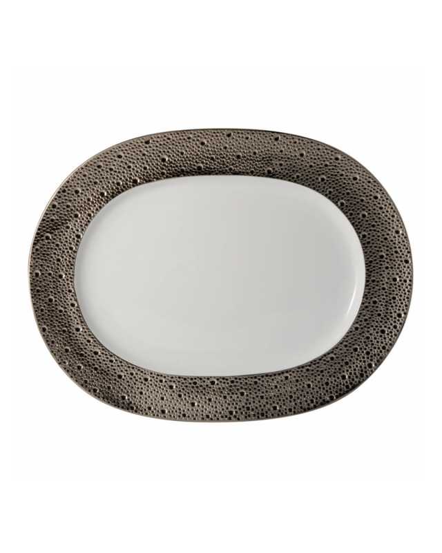Ecume Platinum Oval Platter, 13.8"