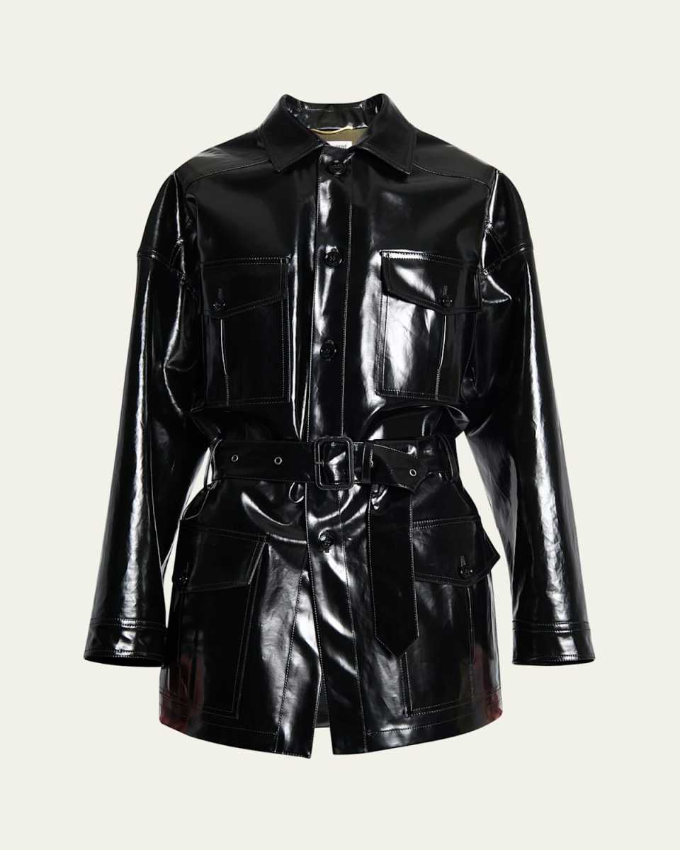 Vinyl Wrap Coat with Belt