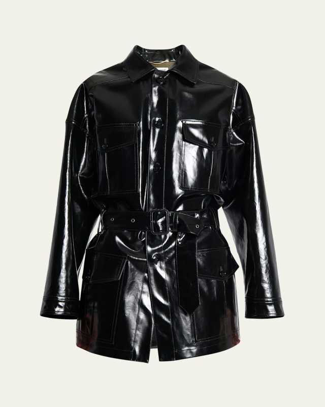 Vinyl Wrap Coat with Belt