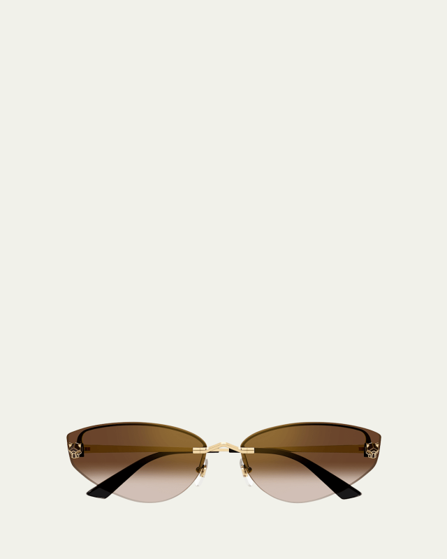 Panther Rimless Metal Cat-Eye Sunglasses