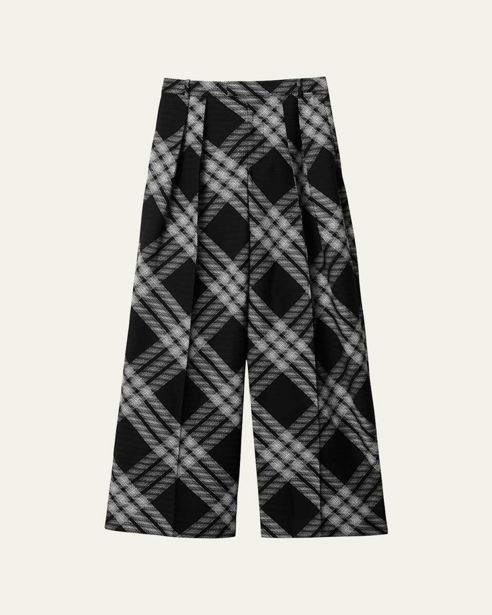 Signature Check Wide-Leg Trousers