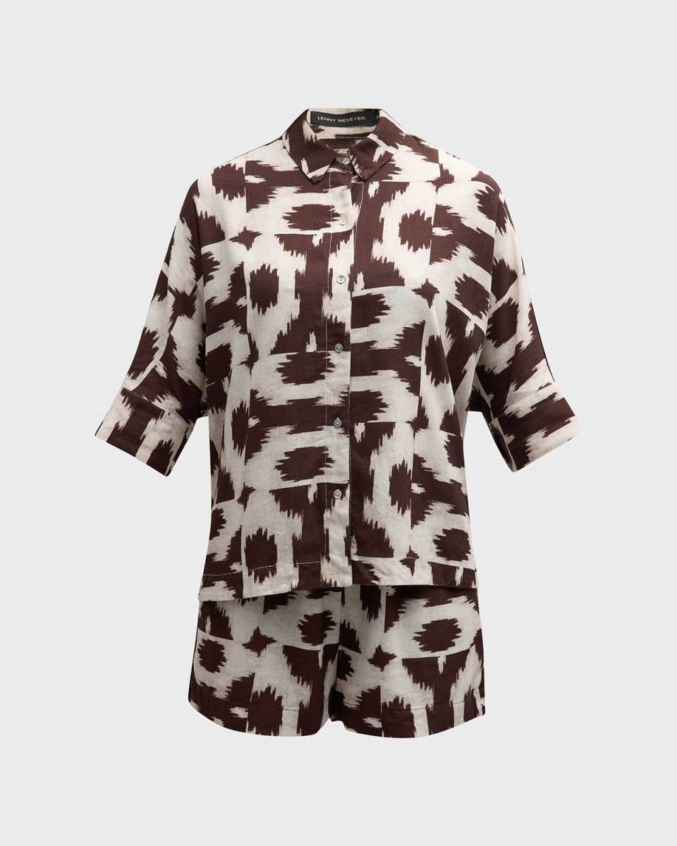 Cropped Wide Button-Front Shirt