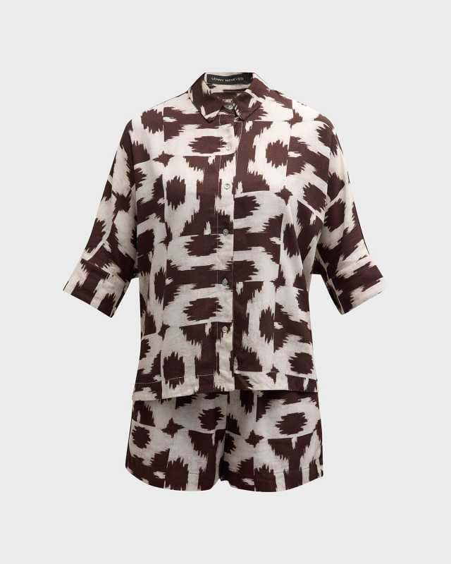 Cropped Wide Button-Front Shirt