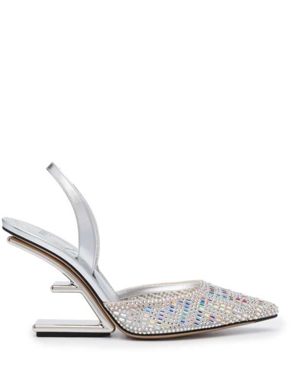 crystal-embellished 100mm leather pumps