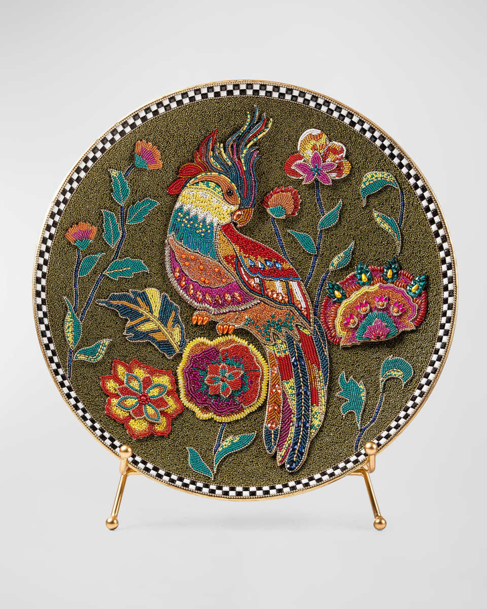 Parakeet Beaded Tray with Stand