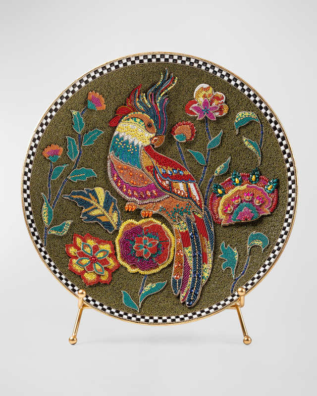 Parakeet Beaded Tray with Stand
