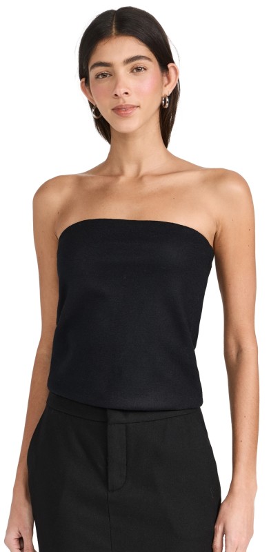 Vince Raw Edge Strapless Top Black