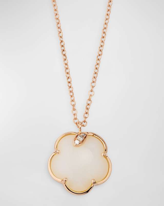 Petit Joli 18K Rose Gold Pendant Necklace with Mother-of-Pearl and Diamonds