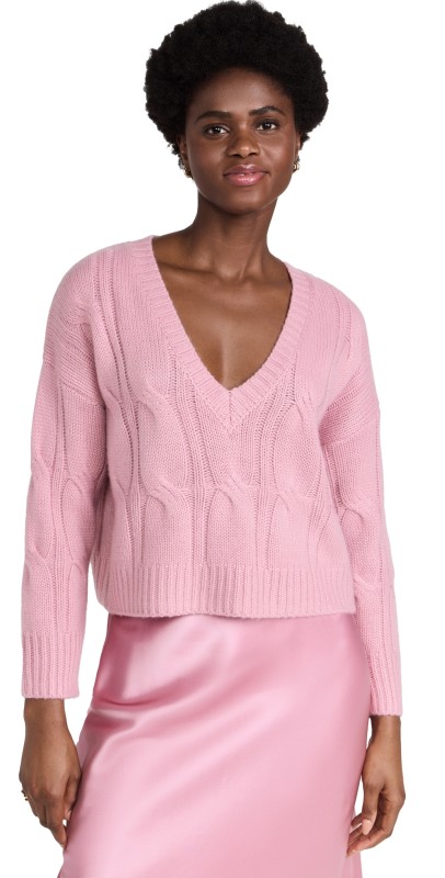 Sablyn Cable Knit V Neck Cashmereweater Lola