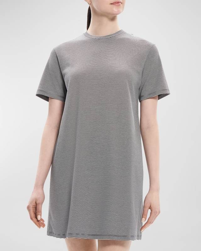 Short-Sleeve Knit Mini Shirtdress
