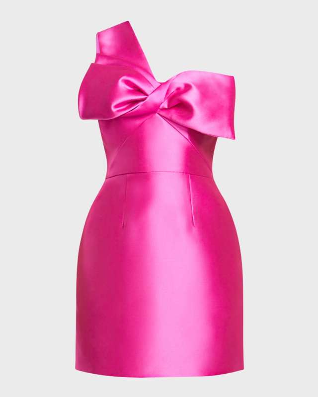 One-Shoulder Bow Mini Dress