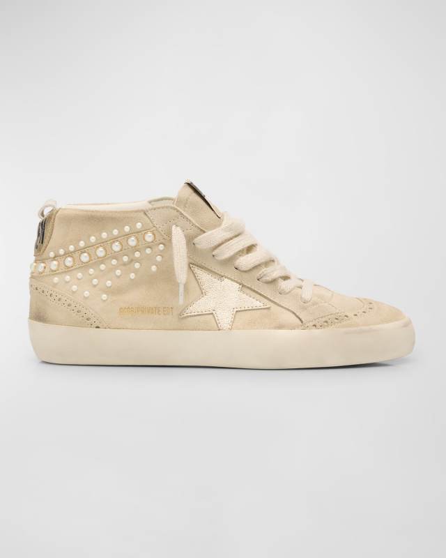 Midstar Suede Pearly Wing-Tip Sneakers