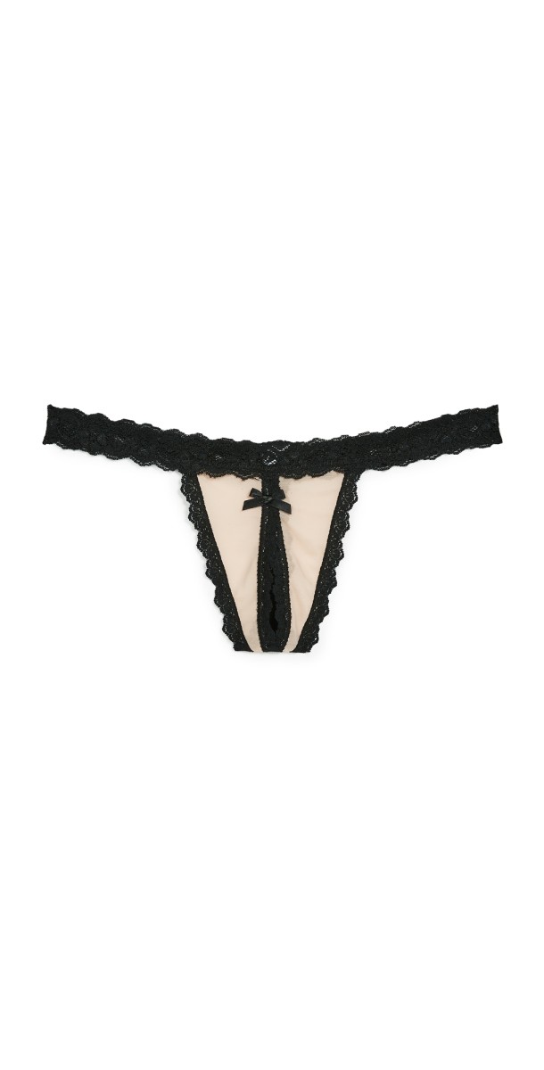 Hanky Panky After Midnight Open Thong Mocha/Black