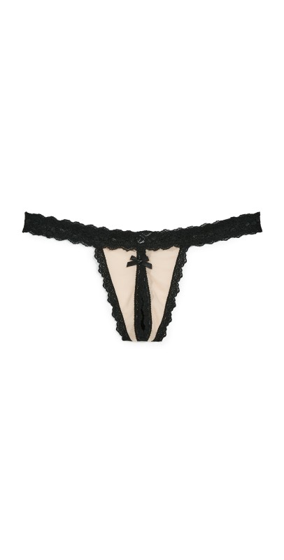 Hanky Panky After Midnight Open Thong Mocha/Black