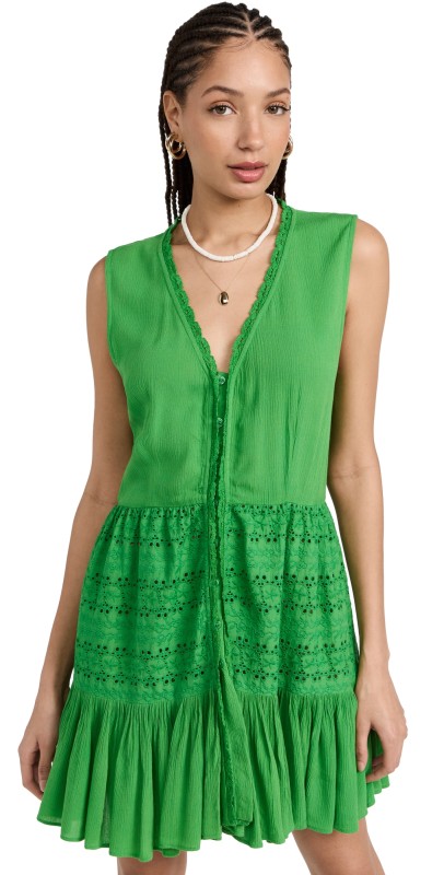 Playa Lucila Eyelet Mini Dress Green