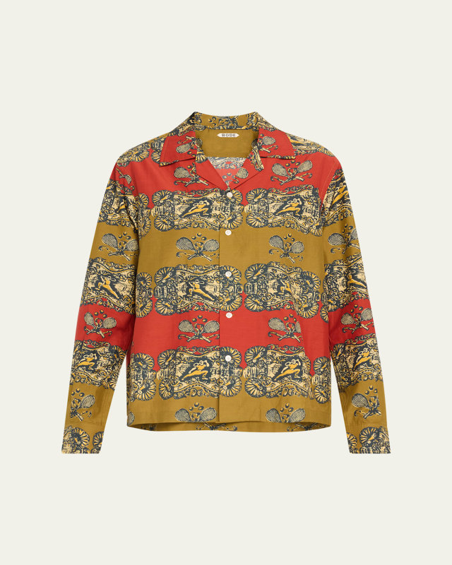 Tennis Court Long-Sleeve Button-Down Shirt