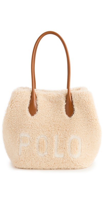 Polo Ralph Lauren Shearling Medium Bellport Tote Cream/Cuoio