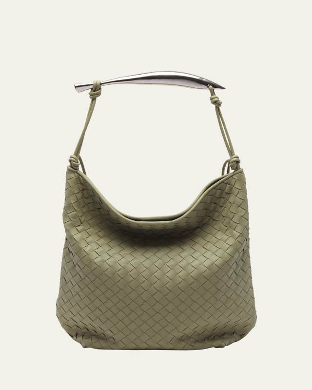 Sardine Large Intrecciato Leather Hobo Bag