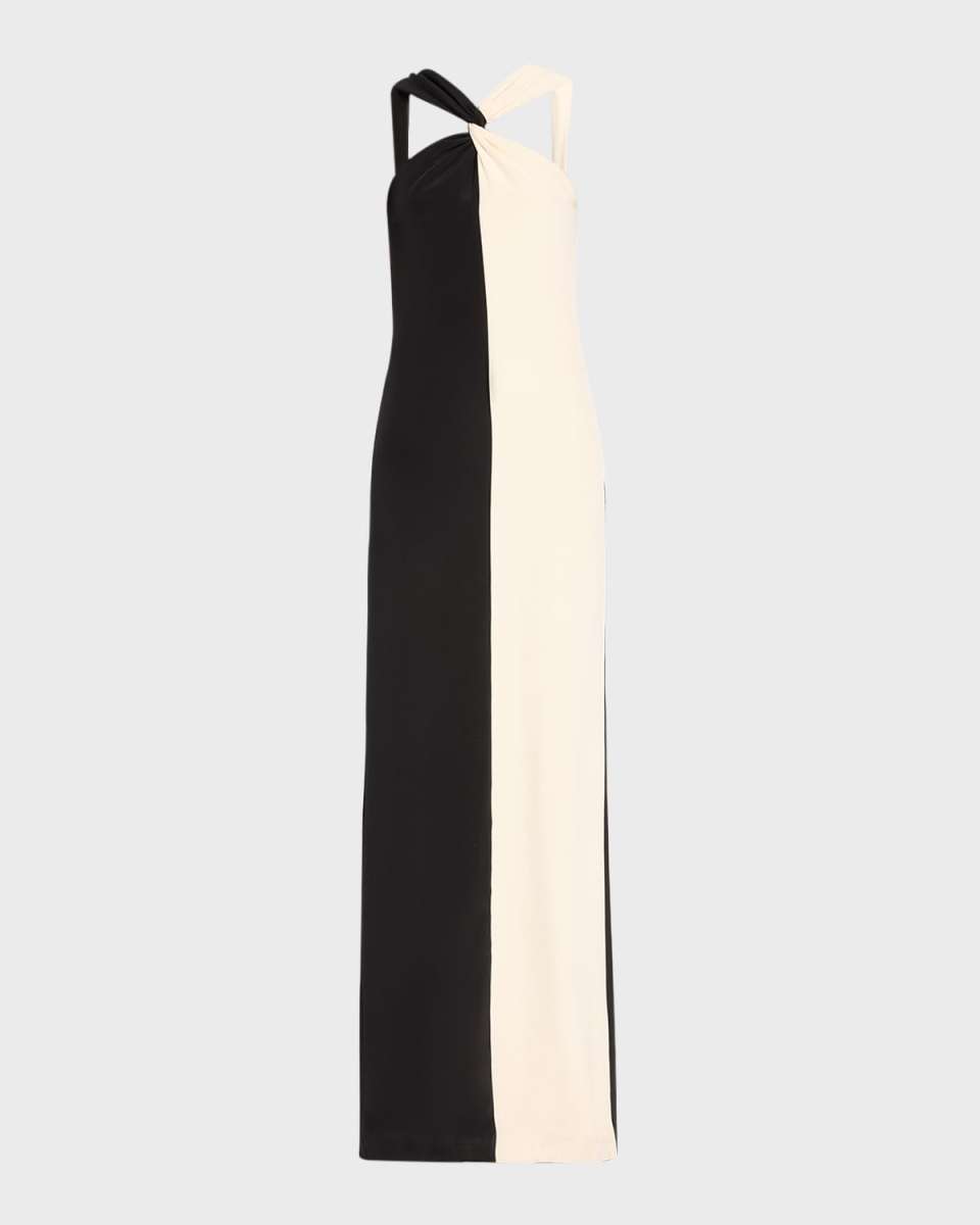 Contrast Silk Maxi Dress