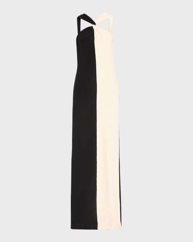 Contrast Silk Maxi Dress