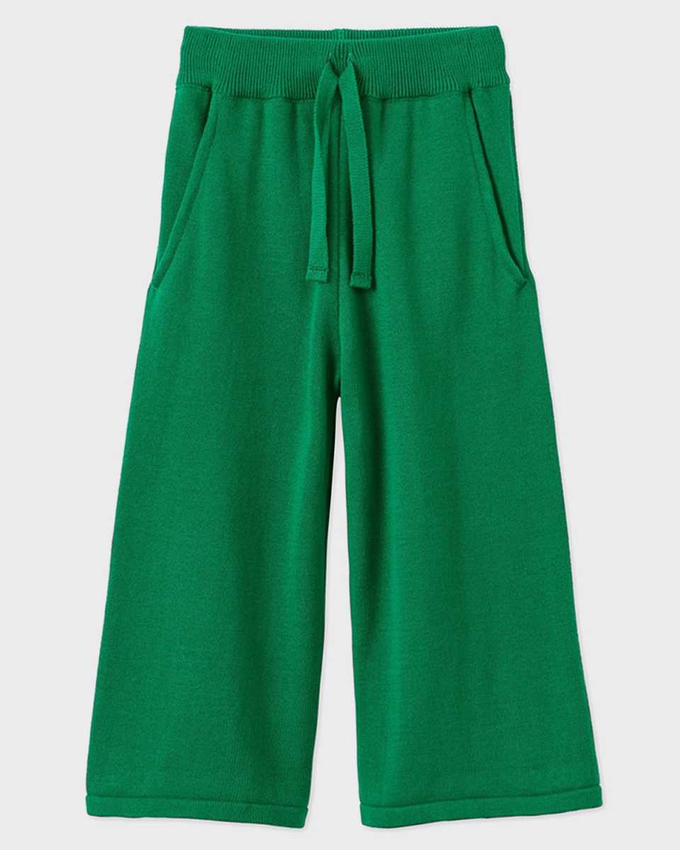 Kid's Organic Cotton Knit Wide Leg Trousers, Size Newborn