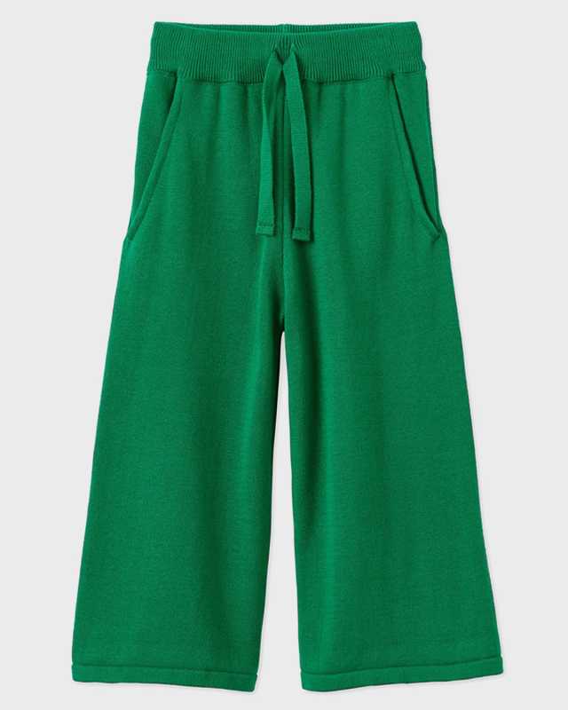 Kid's Organic Cotton Knit Wide Leg Trousers, Size Newborn