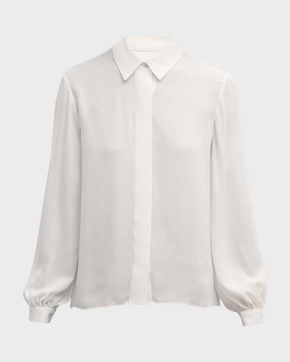 Vesey Button-Down Double Georgette Blous