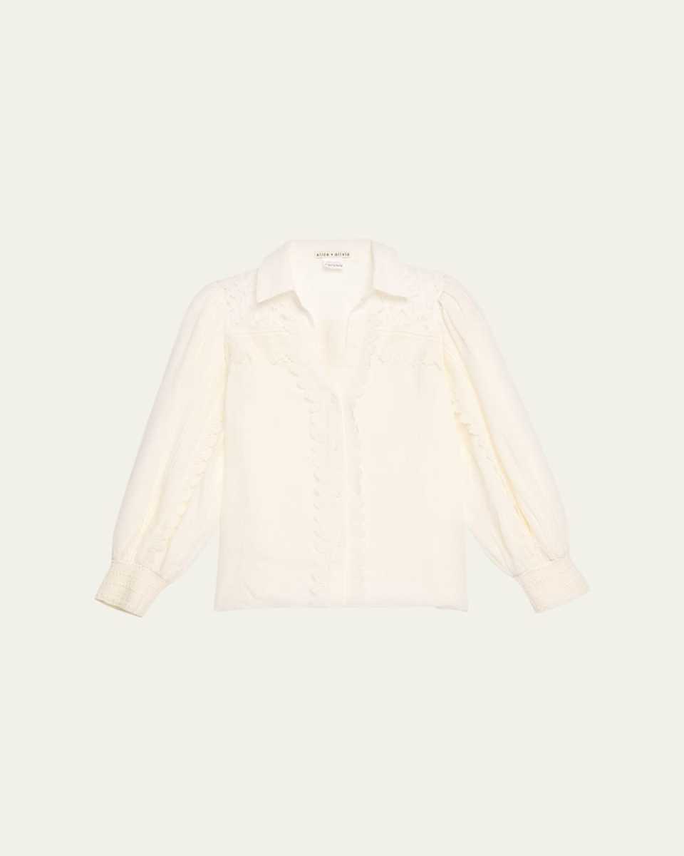 Venty Button-Front Linen Blouse