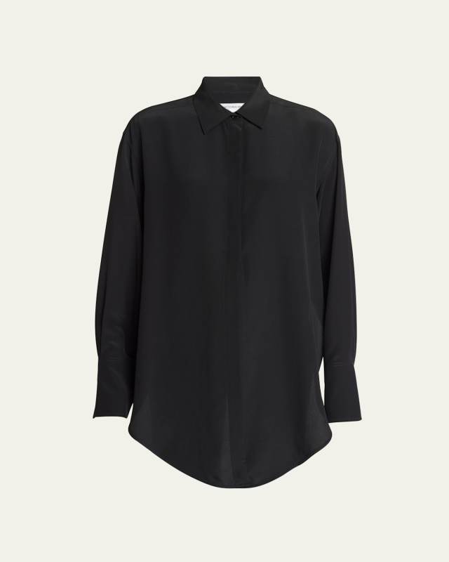 Wrap Front Buttoned Silk Blouse