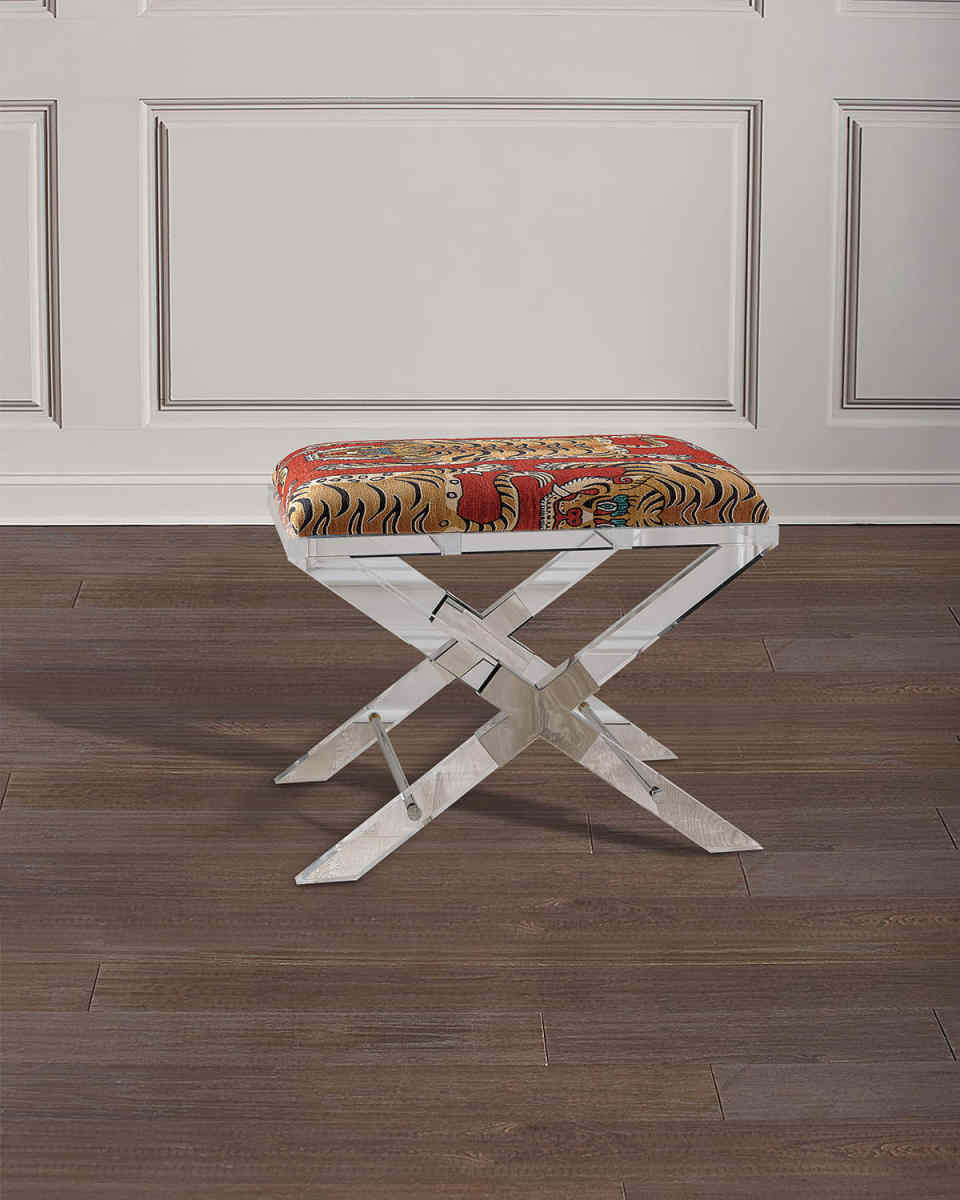 Cross Lucite Tiger Bench