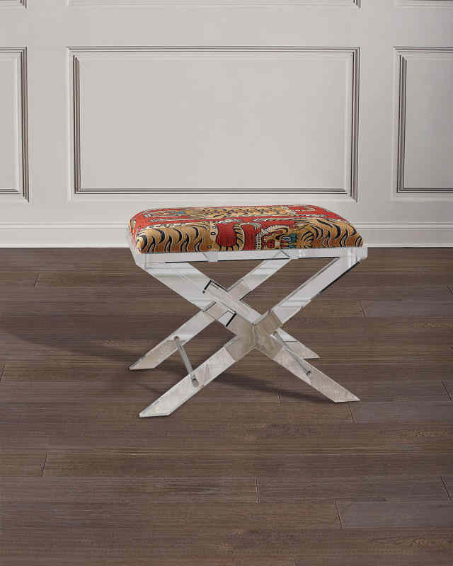 Cross Lucite Tiger Bench
