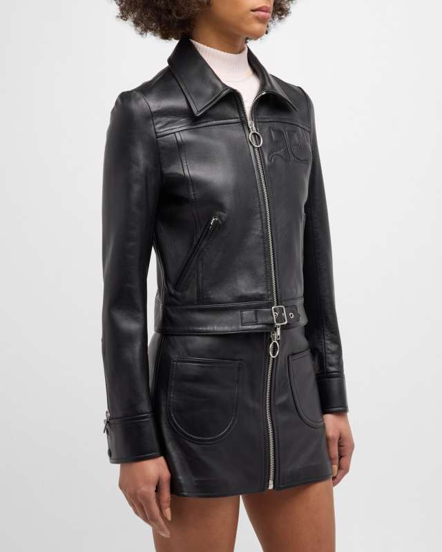 Buckle Leather Biker Jacket