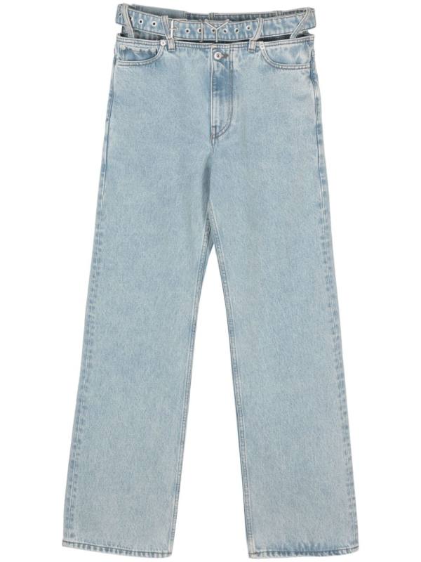 belted wide-leg jeans