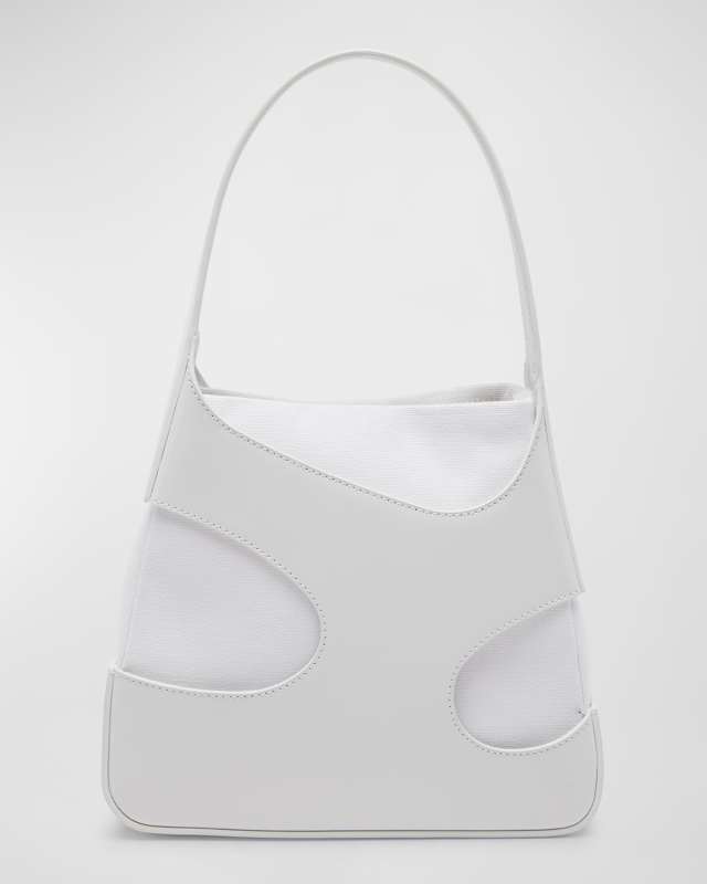 Cutout Canvas & Leather Shoulder Bag