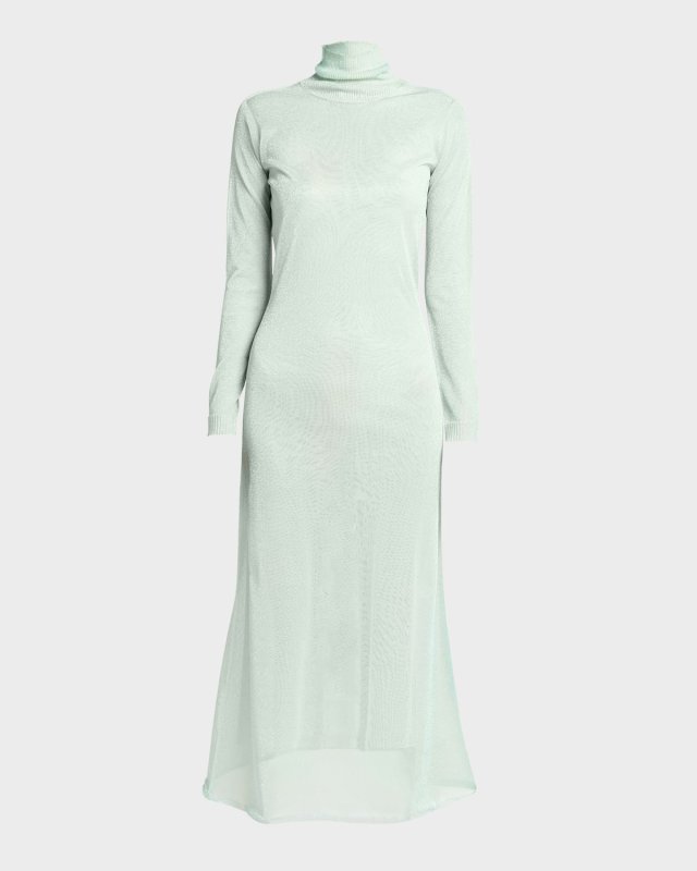 Double-Layer Open-Back Lurex Jersey Midi Dress