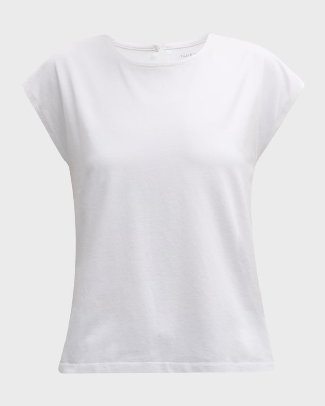 Cap-Sleeve Organic Cotton Stretch Jersey Top