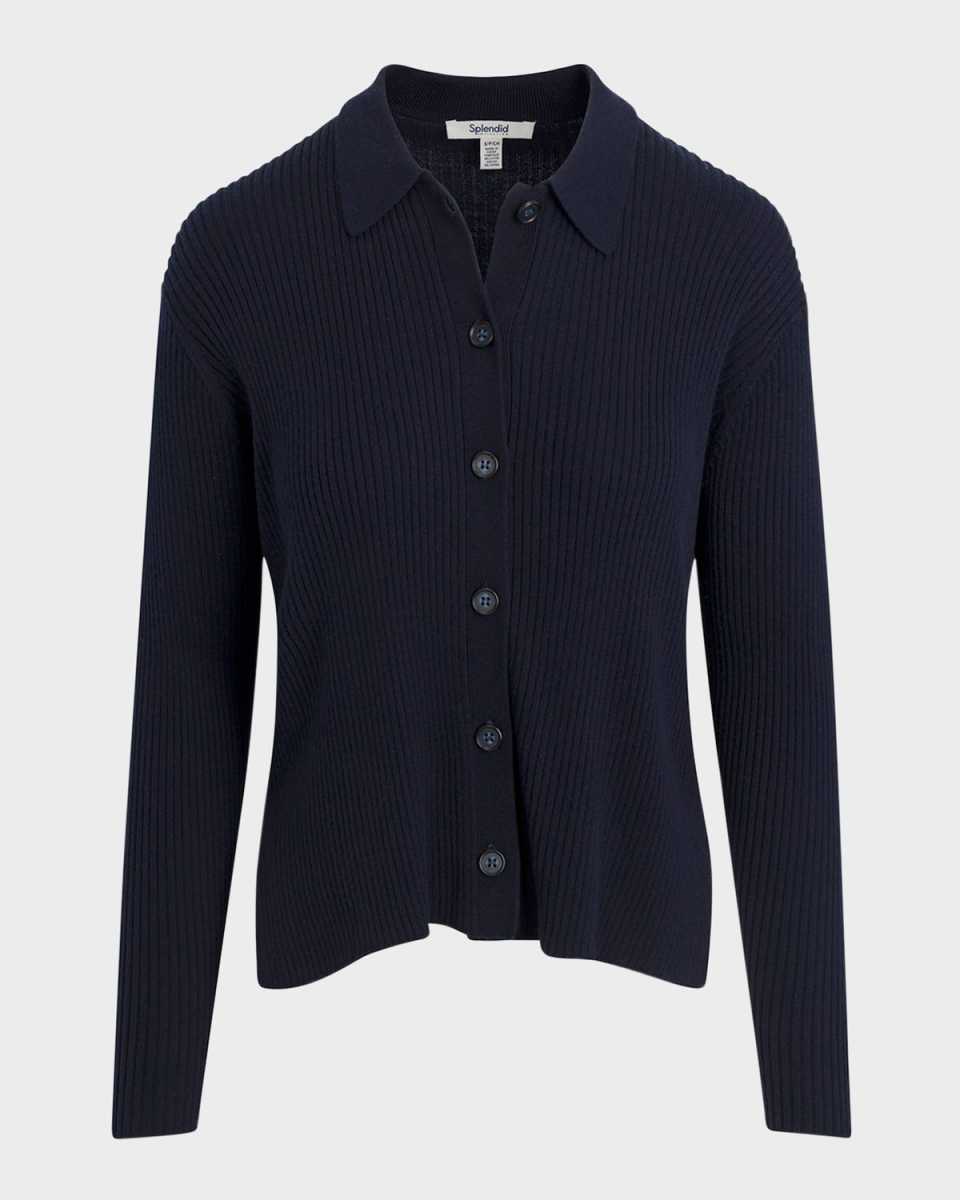 Georgie Polo Button-Front Knit Sweat