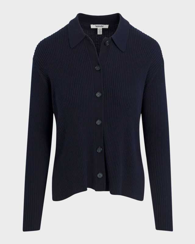 Georgie Polo Button-Front Knit Sweat