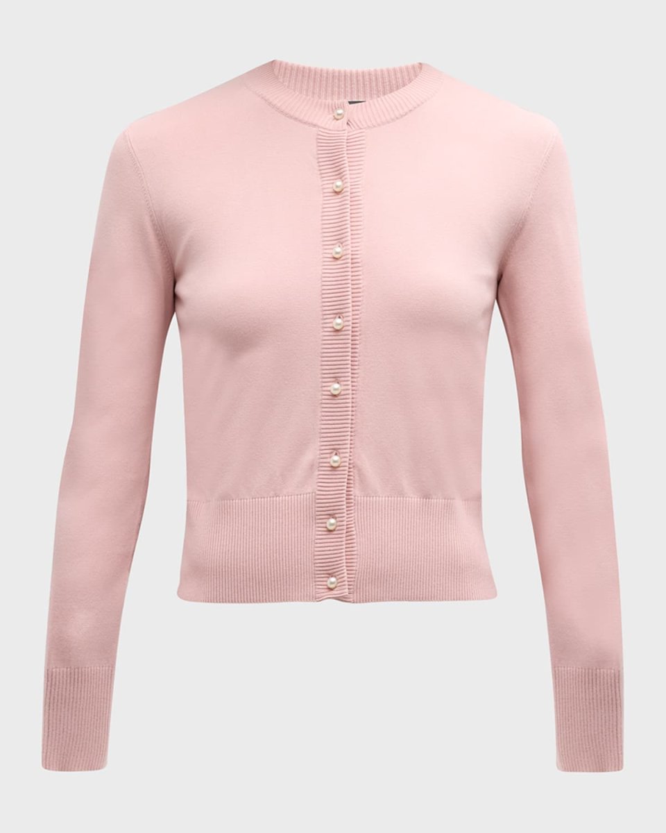 Twinset Knit Pearly-Button Crewneck Cardigan
