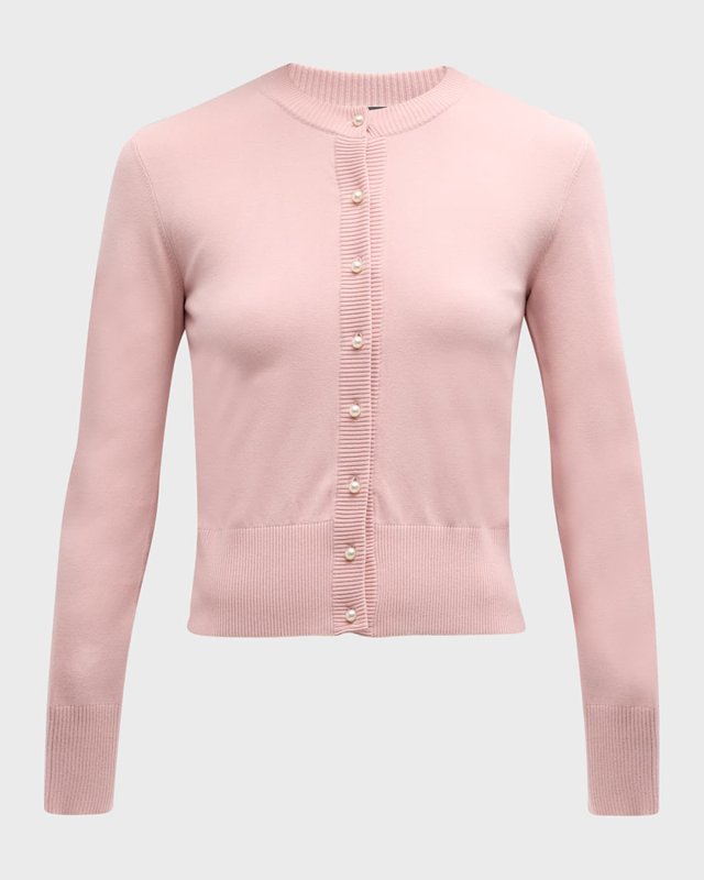 Twinset Knit Pearly-Button Crewneck Cardigan