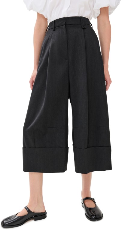 Simone Rocha Sculpted Cropped Wide Leg Trousers Charcoal