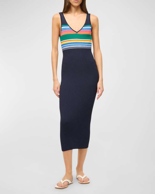 Dana Sleeveless Knit Multi-Stripe Midi Dress