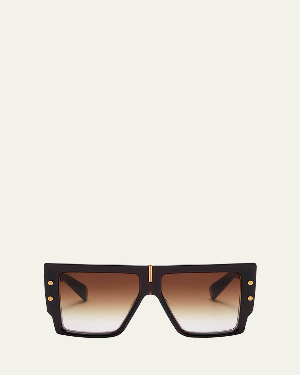 B-Grand Acetate & Titanium Square Sunglasses