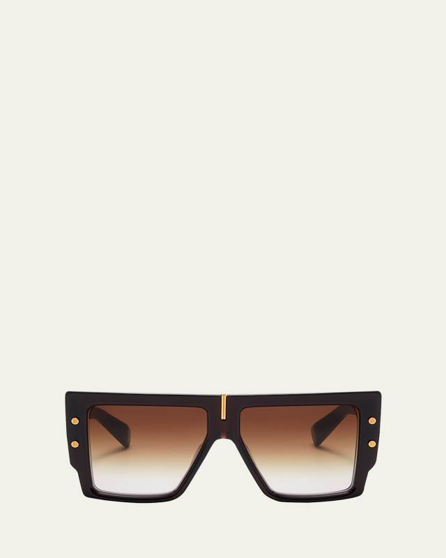 B-Grand Acetate & Titanium Square Sunglasses