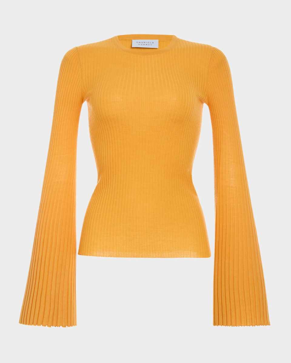 Soraya Flare-Sleeve Rib Sweater